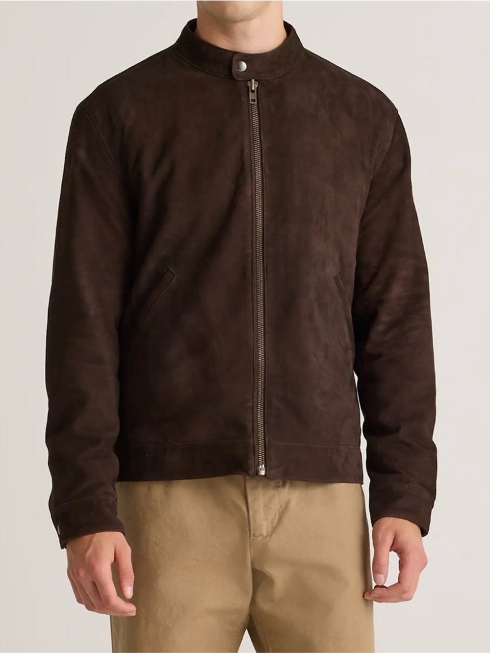 NWT Quince 100% Suede Café Racer Jacket in Expresso Size Medium
